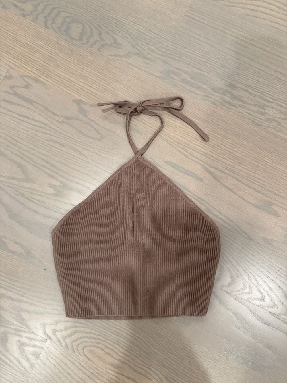 Aritzia Babaton Ribbed Knit Halter Top — Mocha